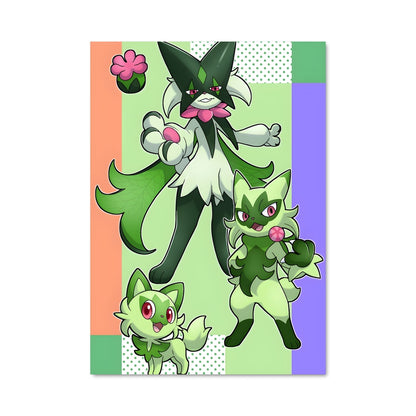 Poster Sprigatito et ses Amis Colorés