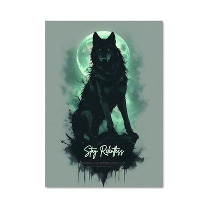 Poster Loup de la Lune Verte