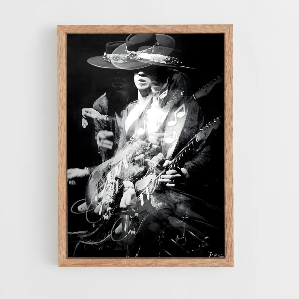 ap-stevie ray vaughan-5 cadre Bois clair