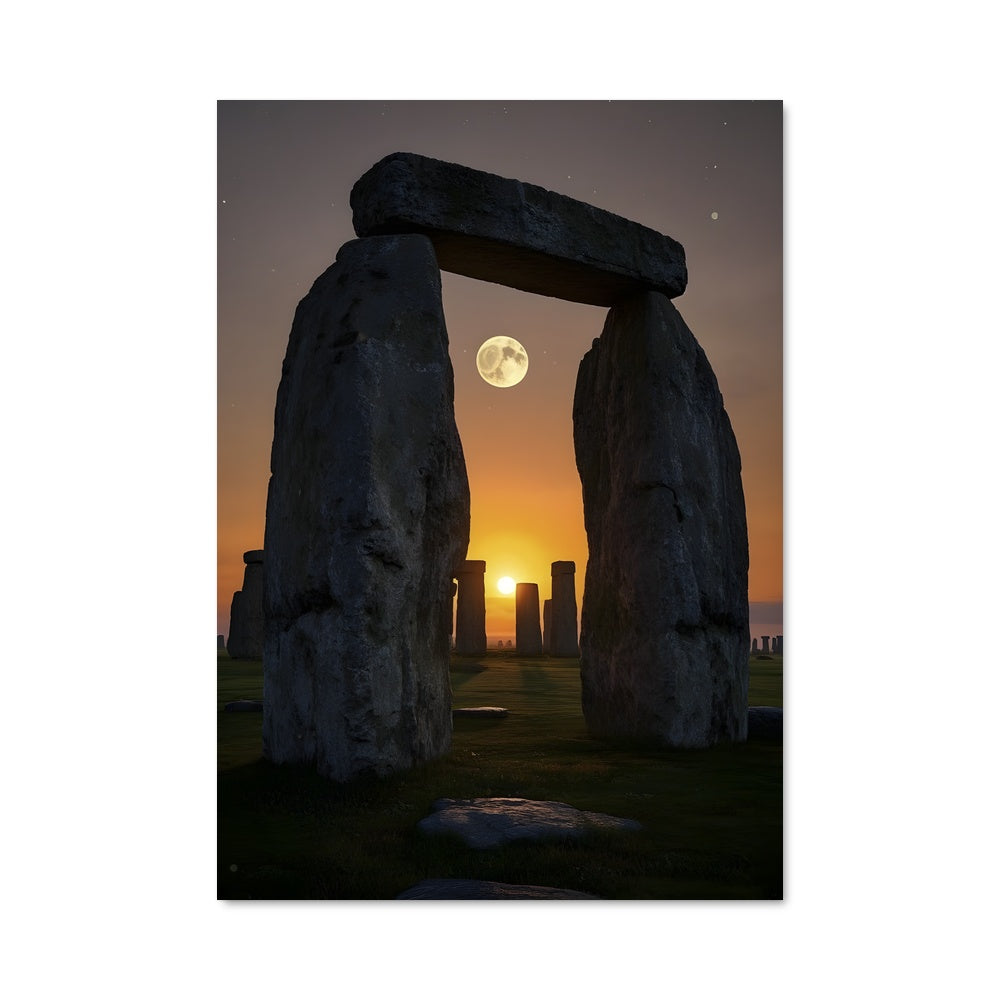 Poster Lune sur Stonehenge