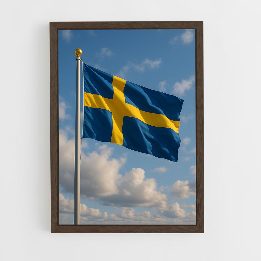 ap-sweden flag-1 cadre Bois foncé