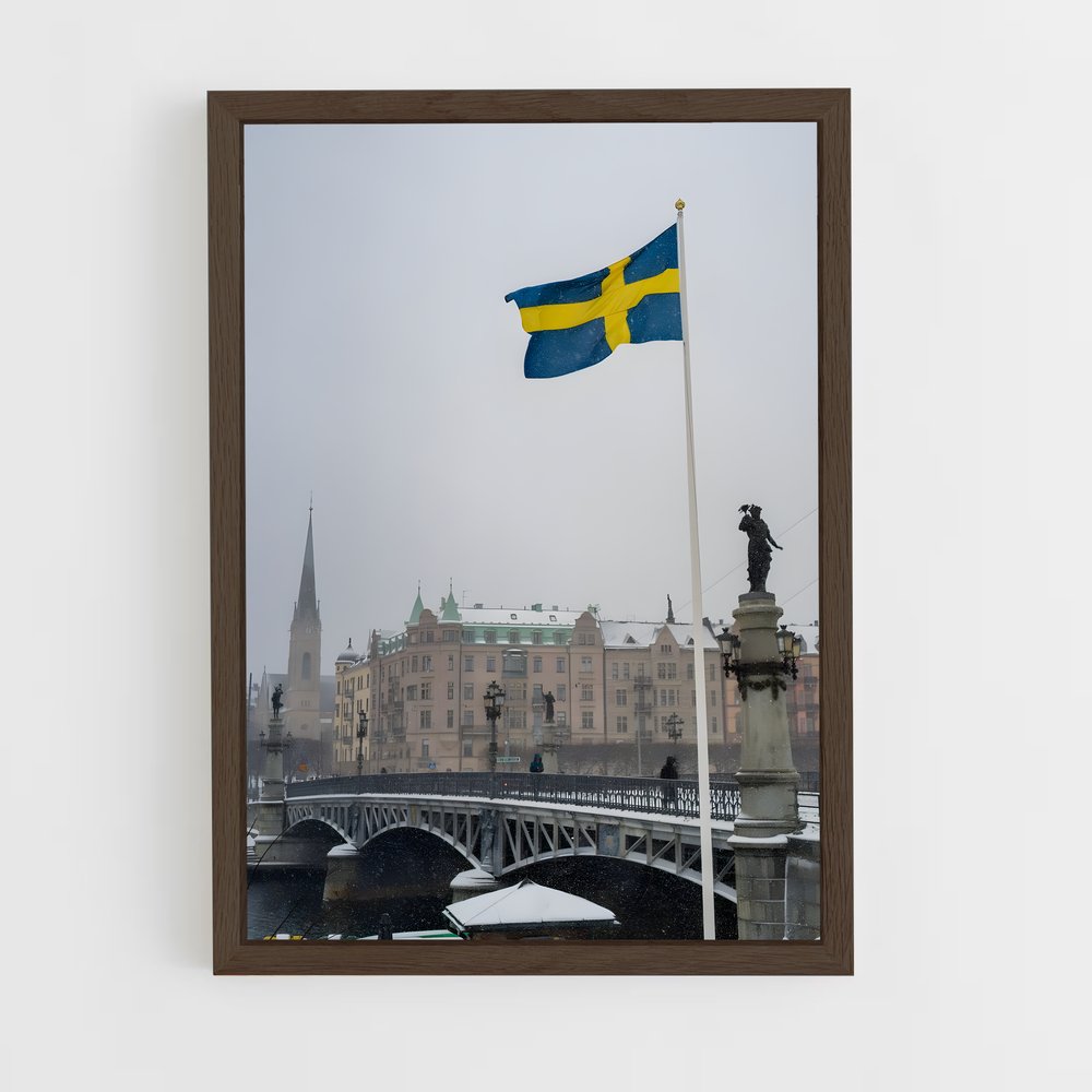 ap-sweden flag-2 cadre Bois foncé