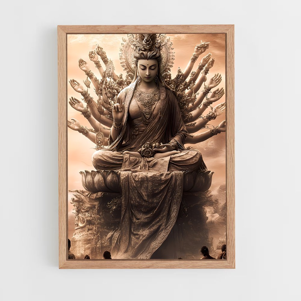 ap-thousand arm buddha-2 cadre Bois clair