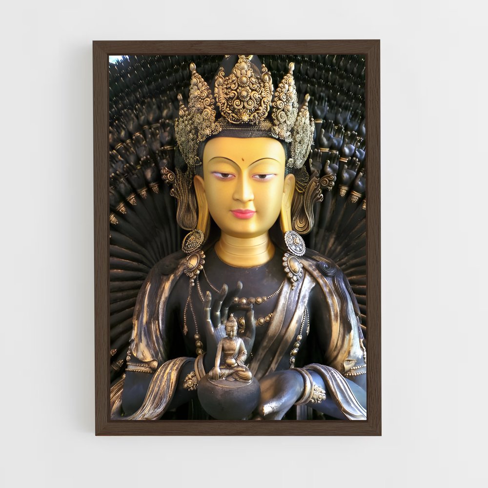 ap-thousand arm buddha-7 cadre Bois foncé