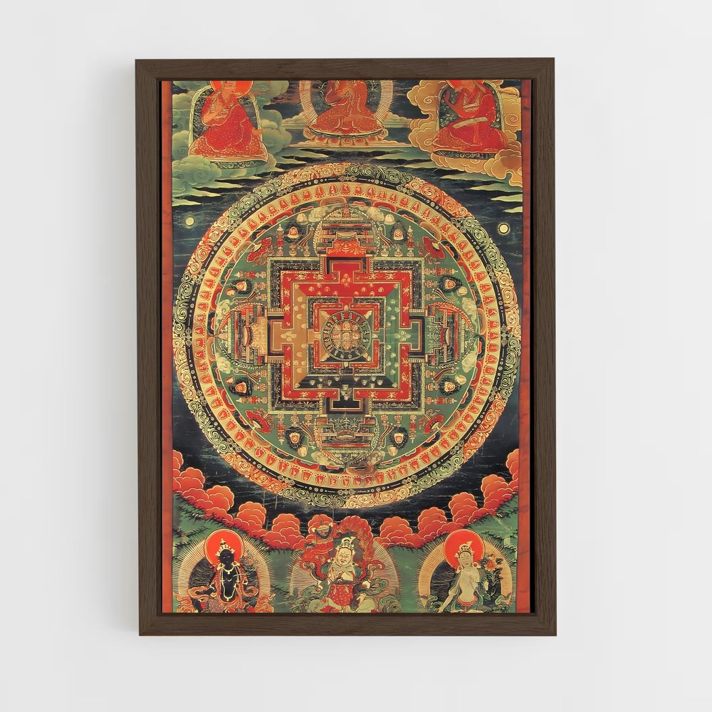 ap-tibetan mandala-1 cadre Bois foncé