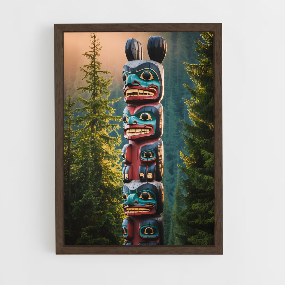 ap-totem poles-3 cadre Bois foncé