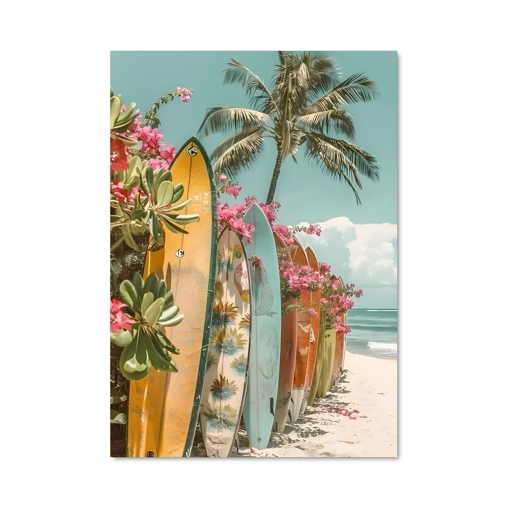 Poster Plage en Fleurs