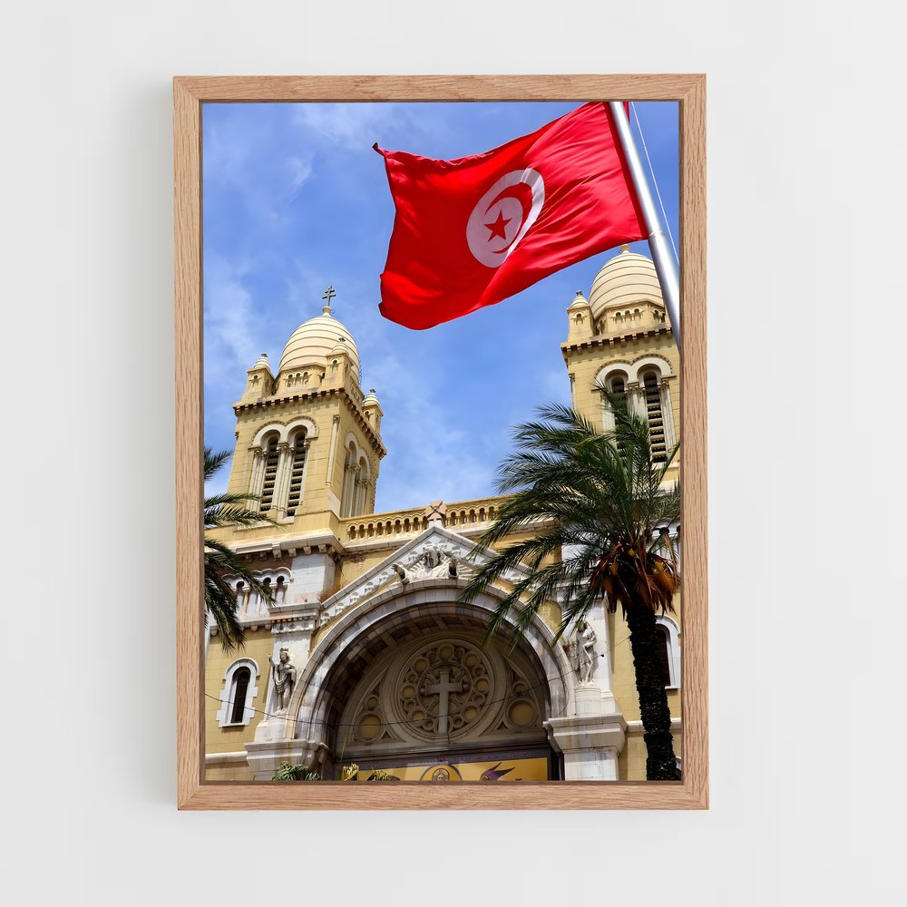 ap-tunisia flag-1 cadre Bois clair