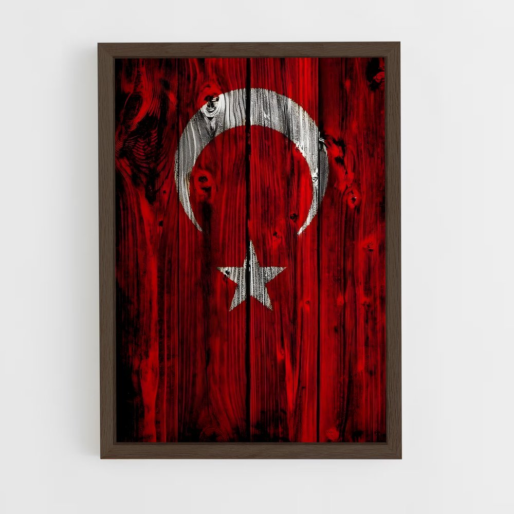 ap-turkey flag-4 cadre Bois foncé