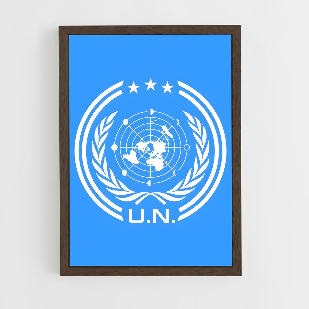 ap-united nations flag-4 cadre Bois foncé