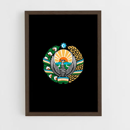 ap-uzbekistan flag-2 cadre Bois foncé
