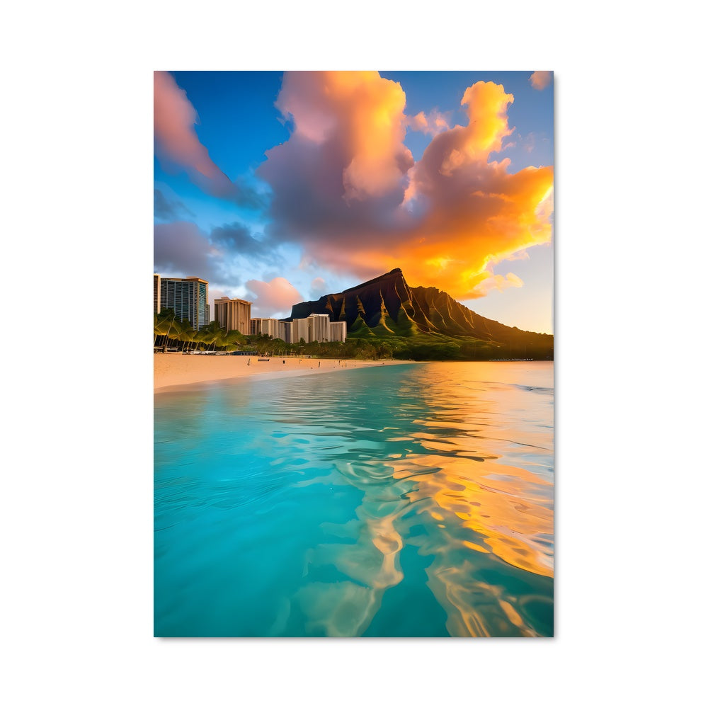 Poster Coucher de Soleil à Waikiki