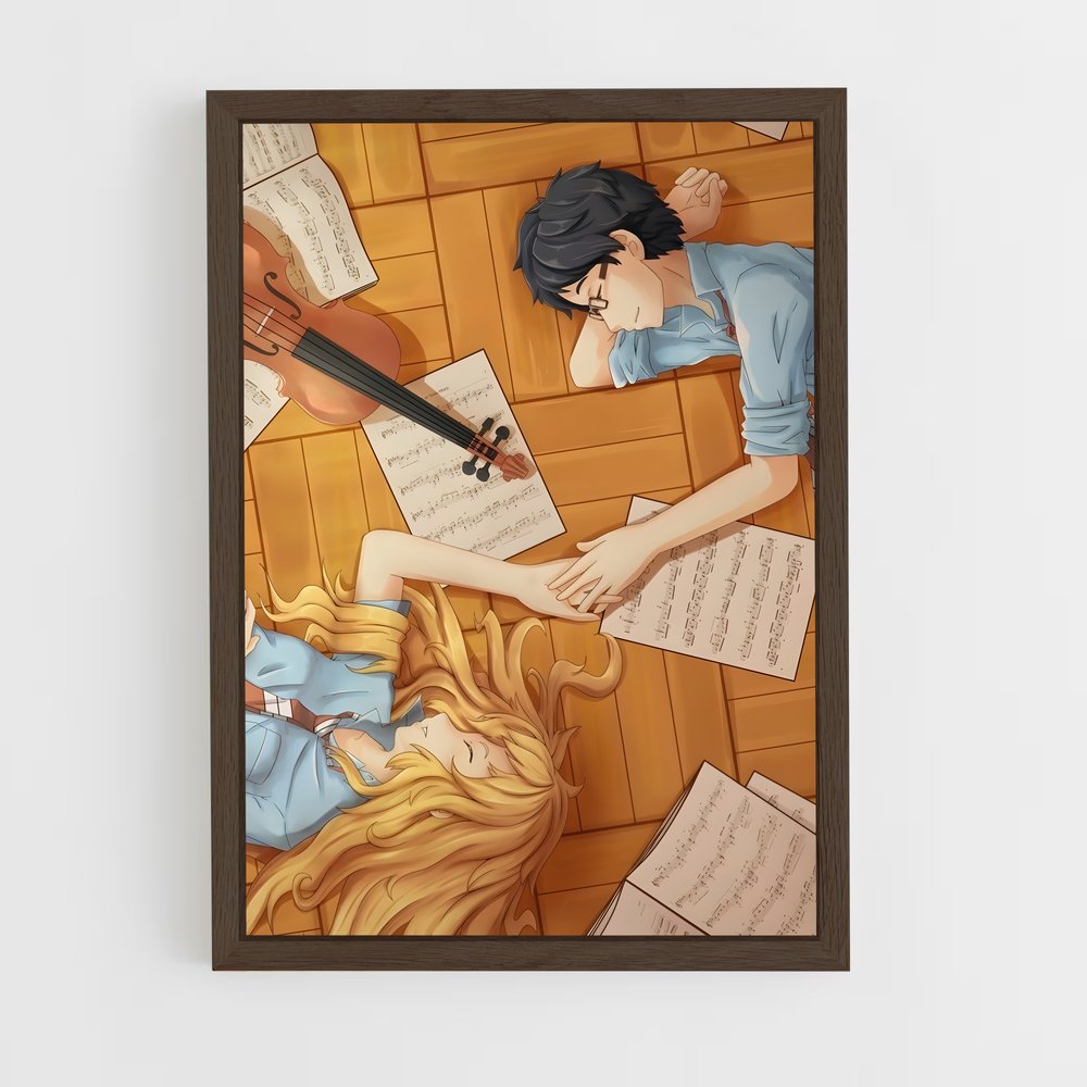 ap-your lie in april-1 cadre Bois foncé