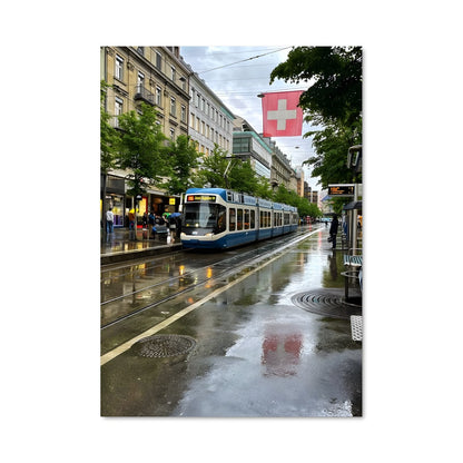 Poster Tramway Pluvieux