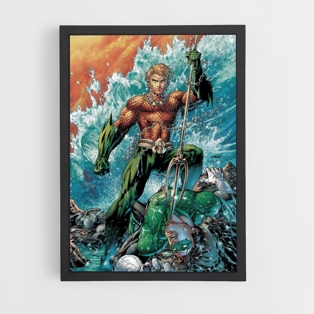 Póster Aquaman vs Linterna Verde