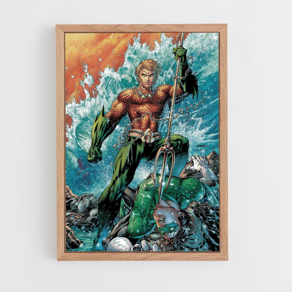 Póster Aquaman vs Linterna Verde