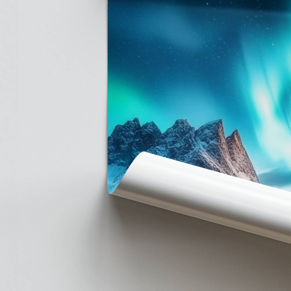 Aurora boreal azul Póster