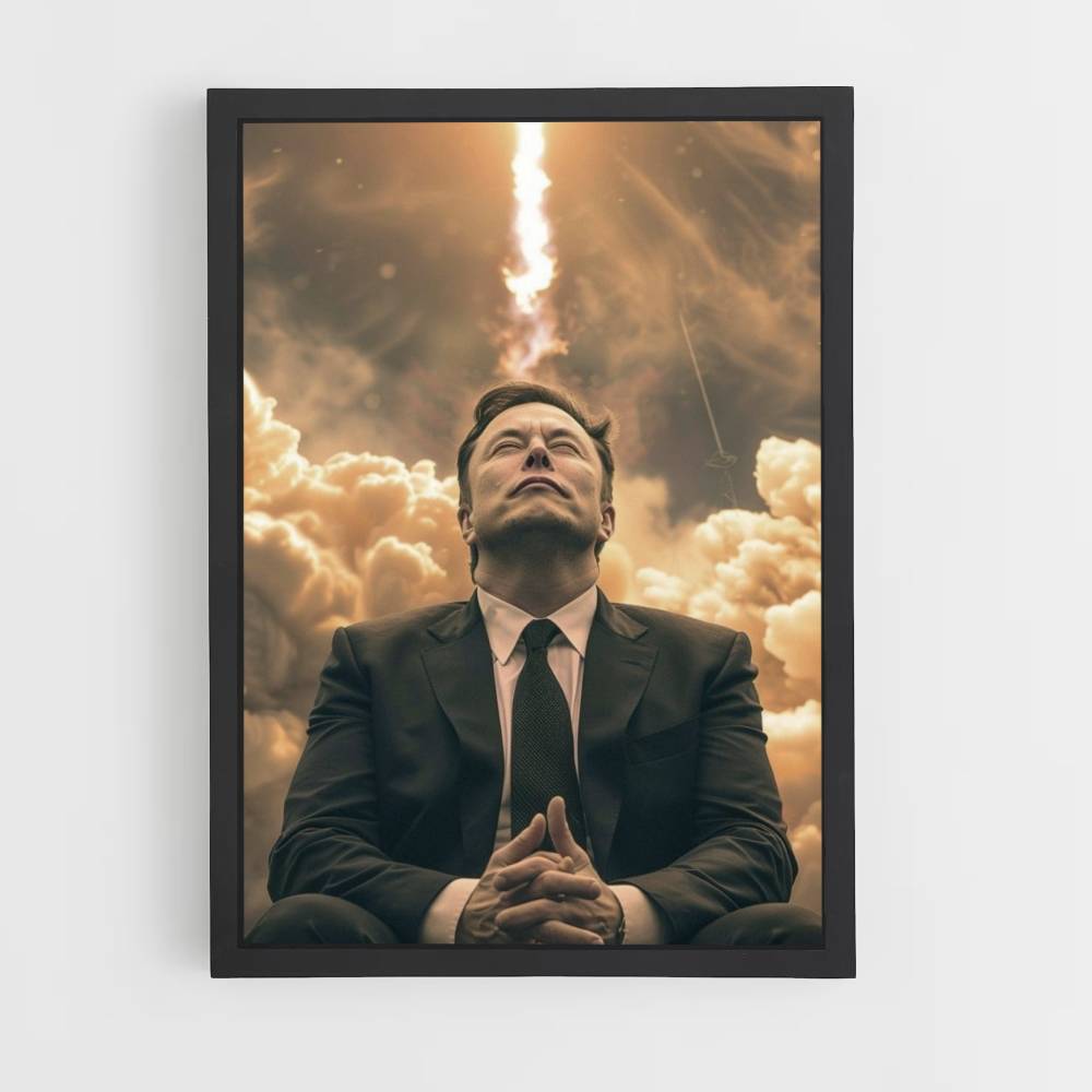 Póster Elon Musk Cohete