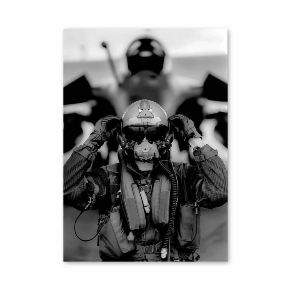 Poster Pilote de chasse Noir et Blanc