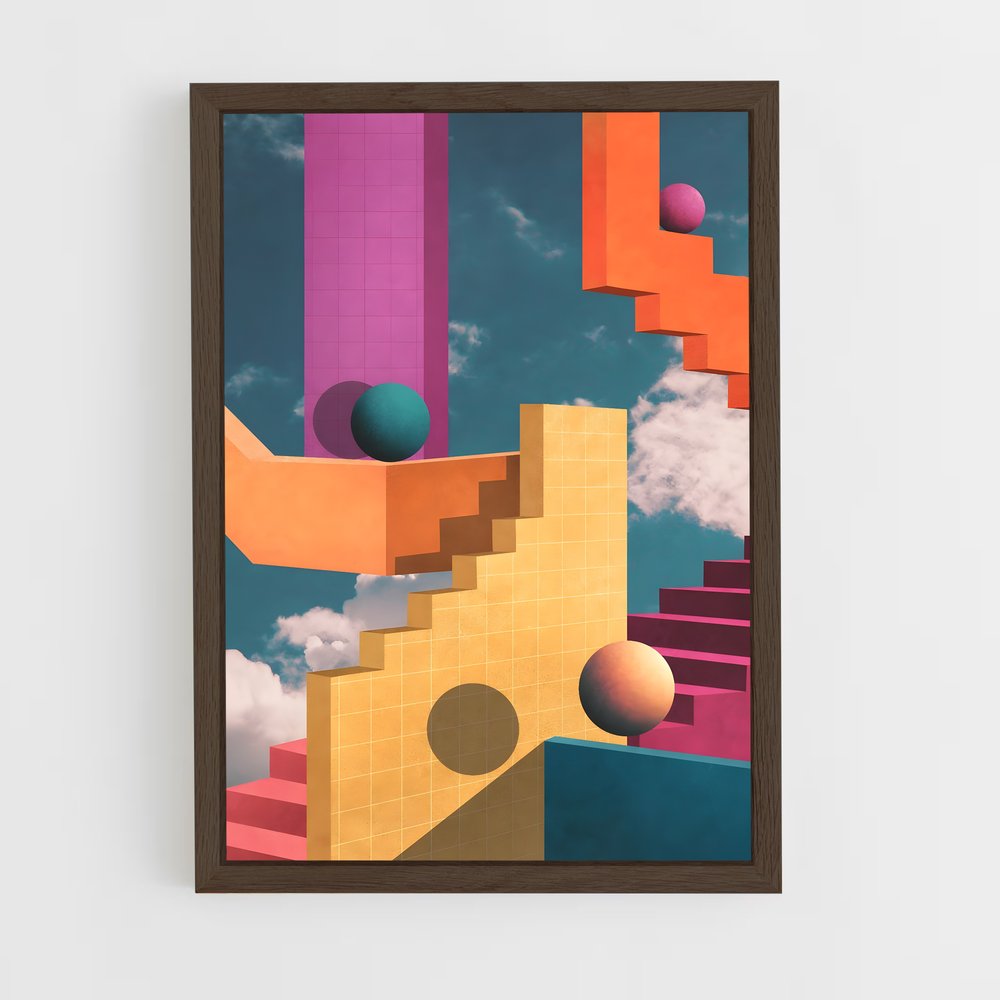 geometric-4 cadre Bois foncé
