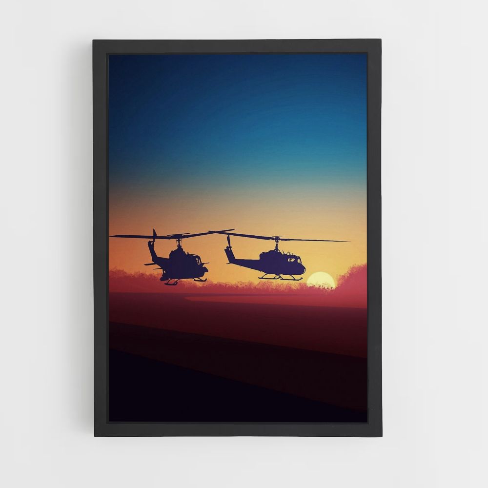 Helicóptero estético Póster