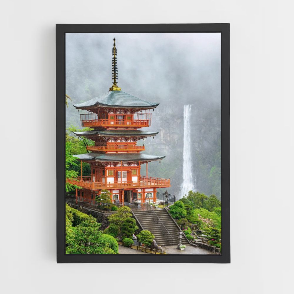 Póster Cascada del templo de Japón