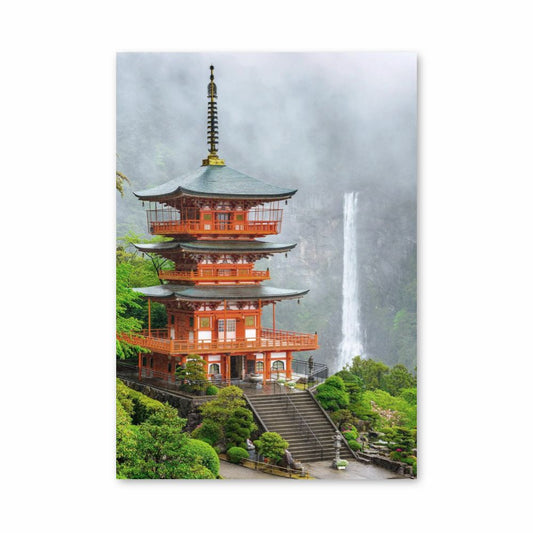 Póster Cascada del templo de Japón