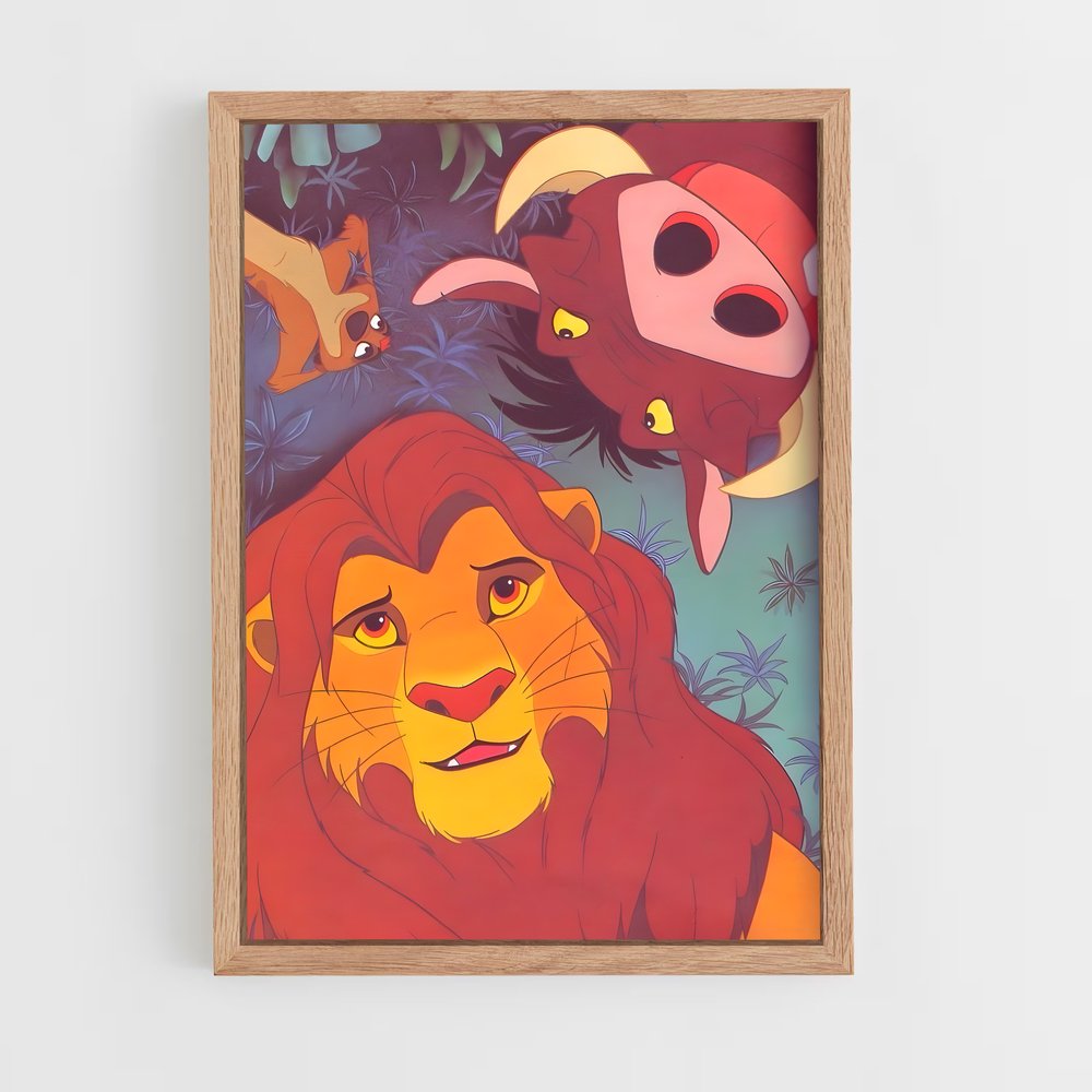 lion-king-9 cadre Bois clair