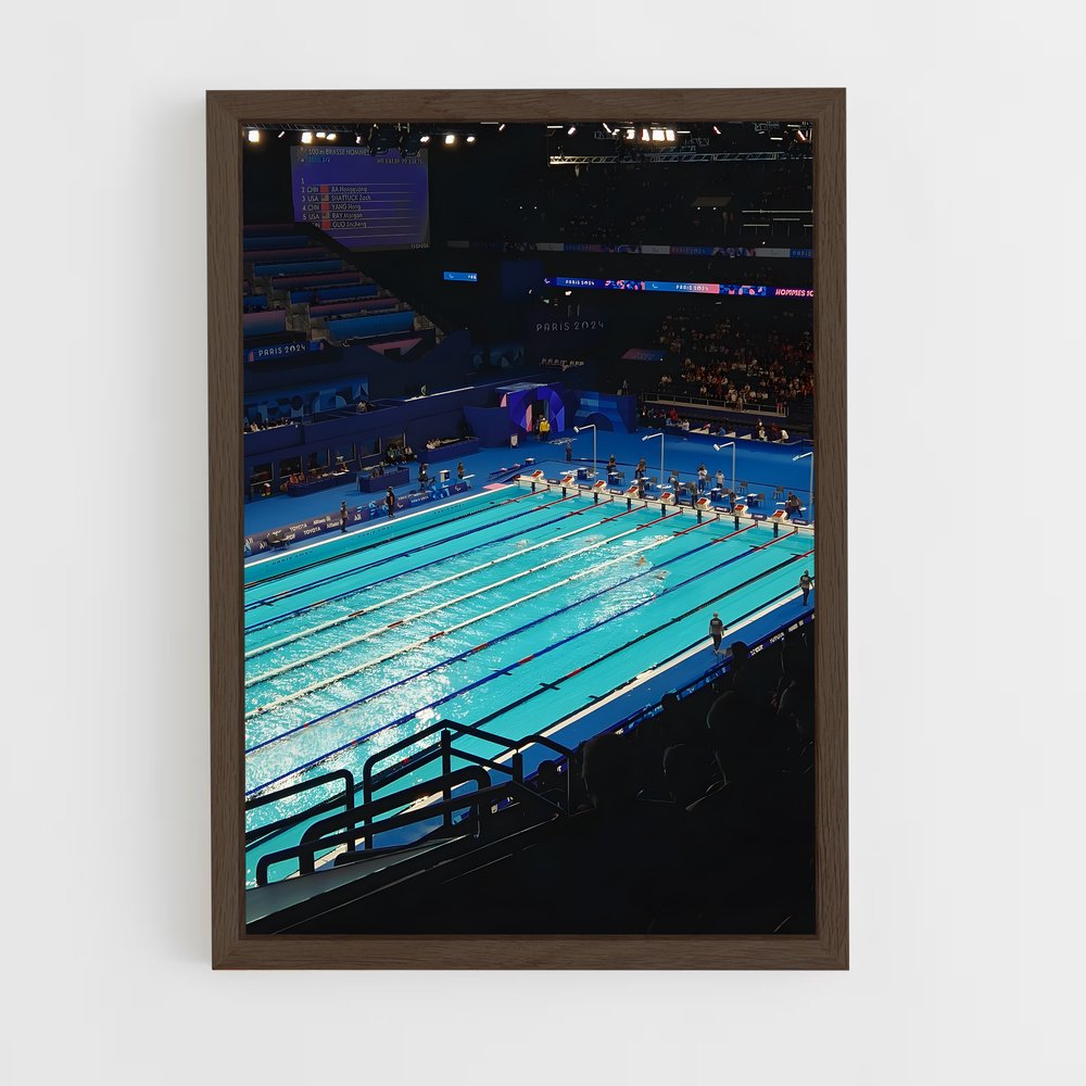 natation-1 cadre Bois foncé