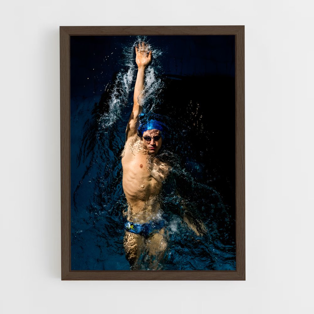 natation-2 cadre Bois foncé
