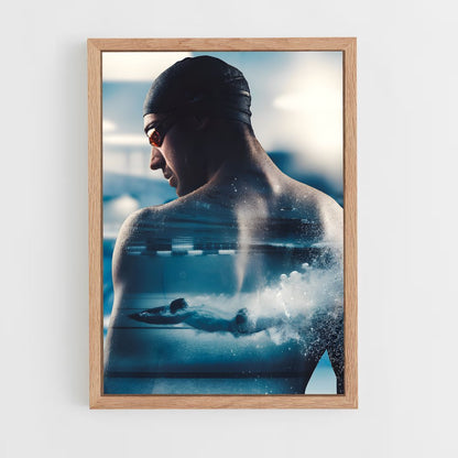 natation-4 cadre Bois clair