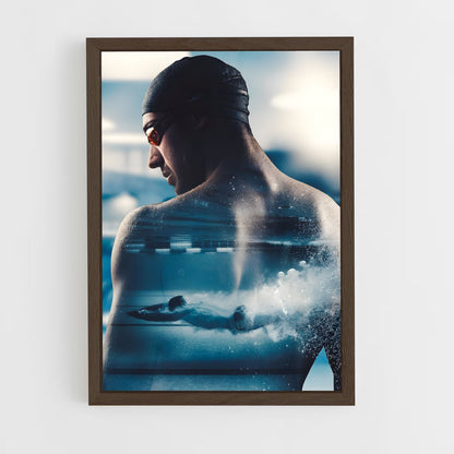 natation-4 cadre Bois foncé