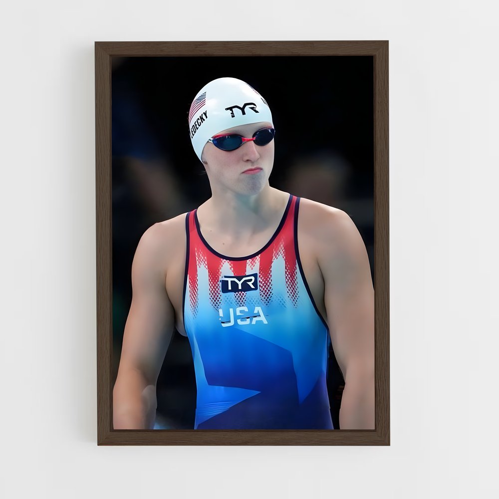 natation-7 cadre Bois foncé