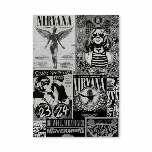 Nirvana Blanco y Negro Póster