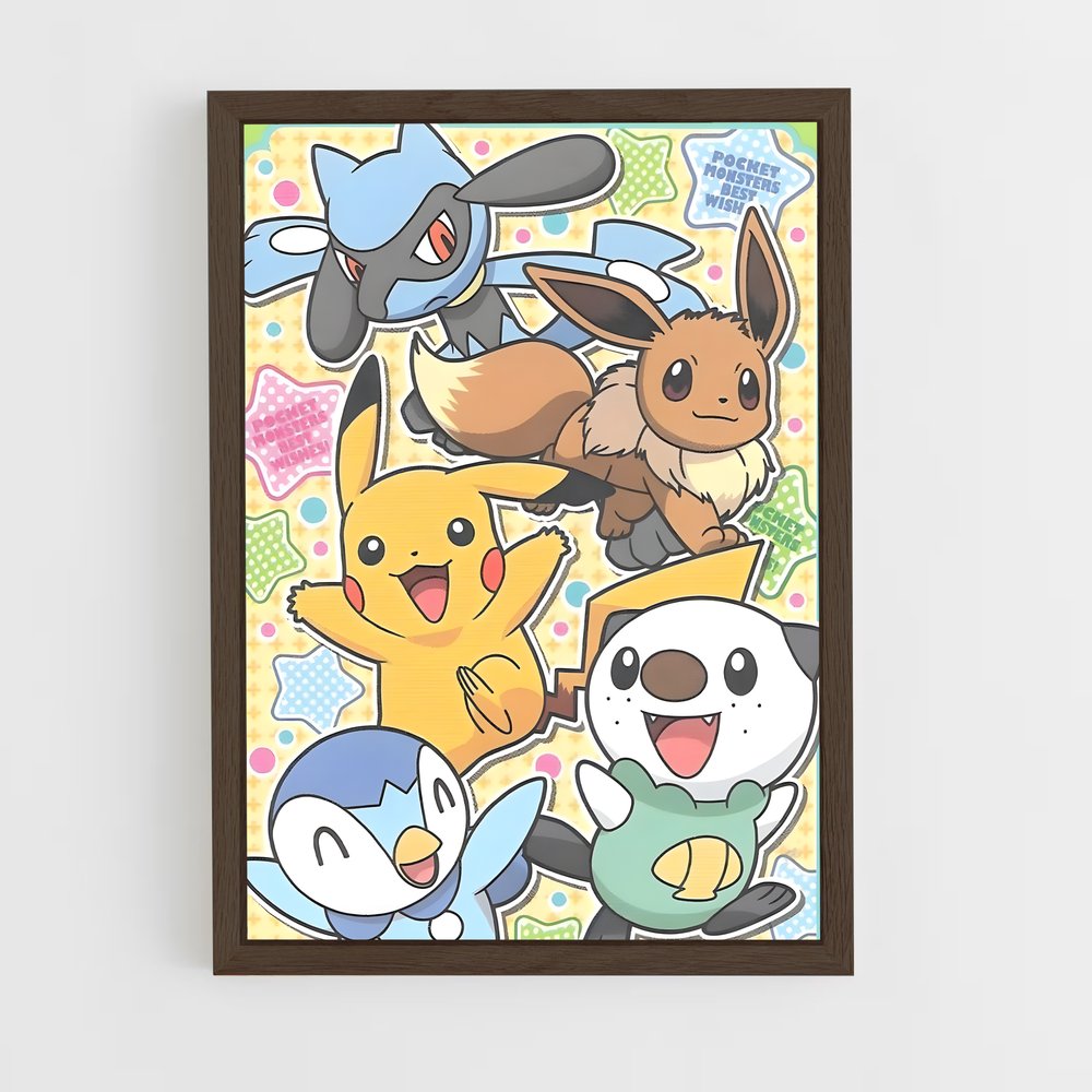pokemon-15 cadre Bois foncé