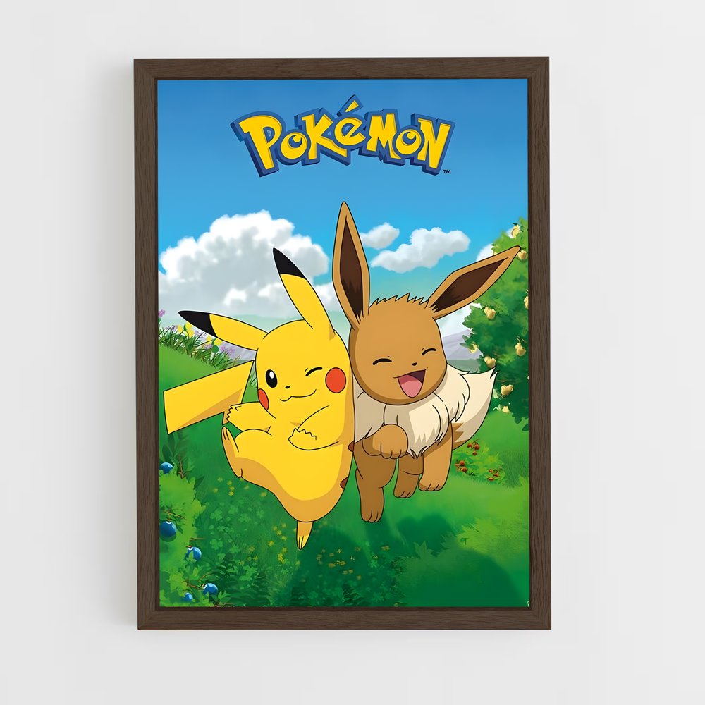 pokemon-3 cadre Bois foncé