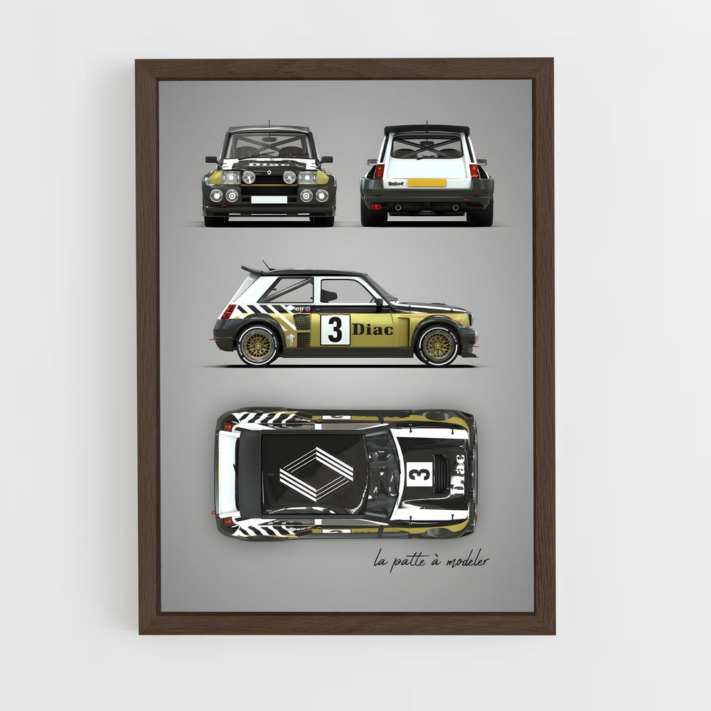 renault-7 cadre Bois foncé