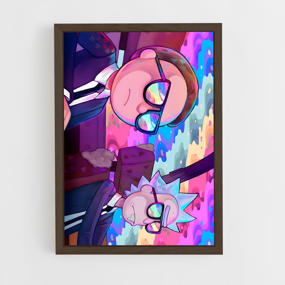rick-and-morty-12 cadre Bois foncé