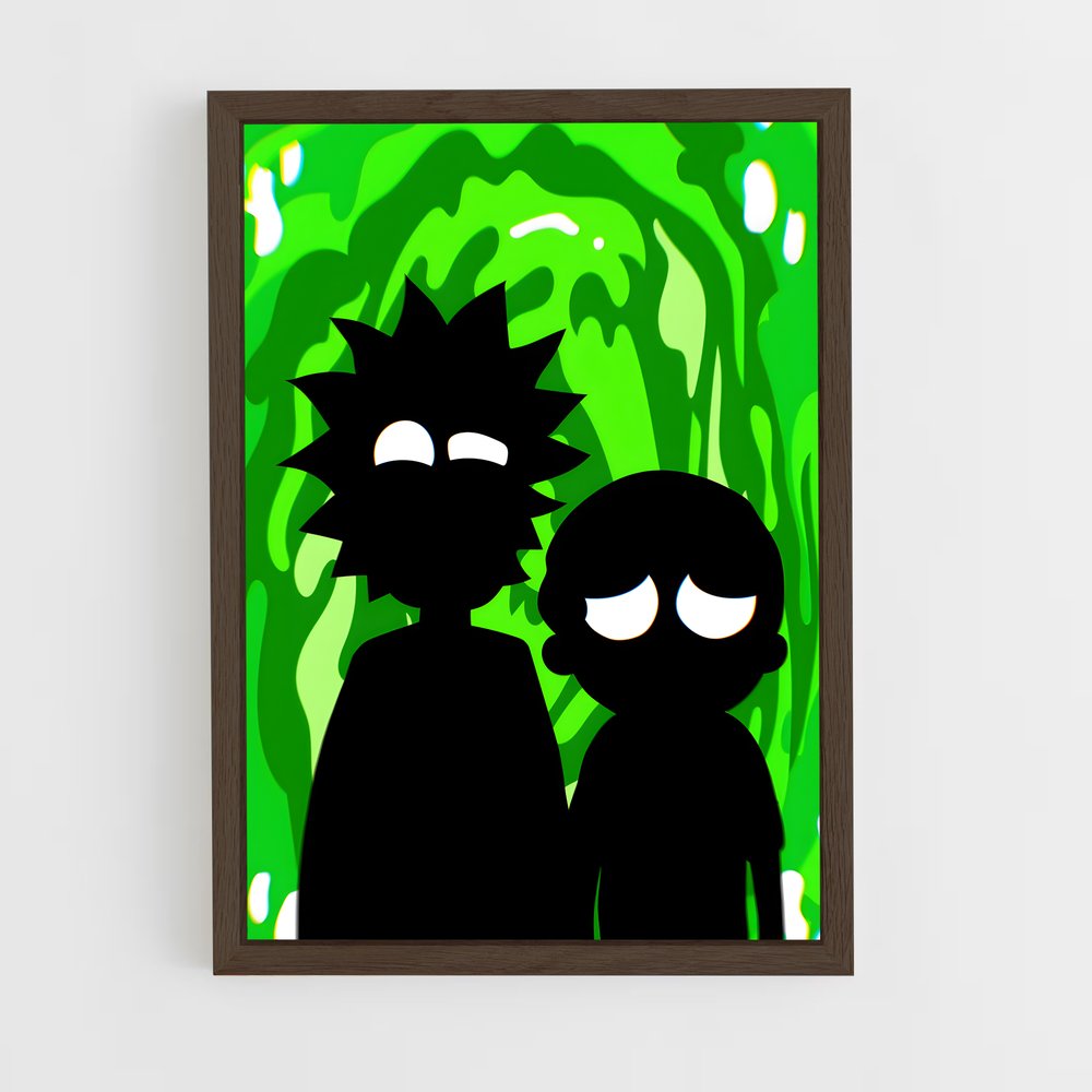 rick-and-morty-4 cadre Bois foncé