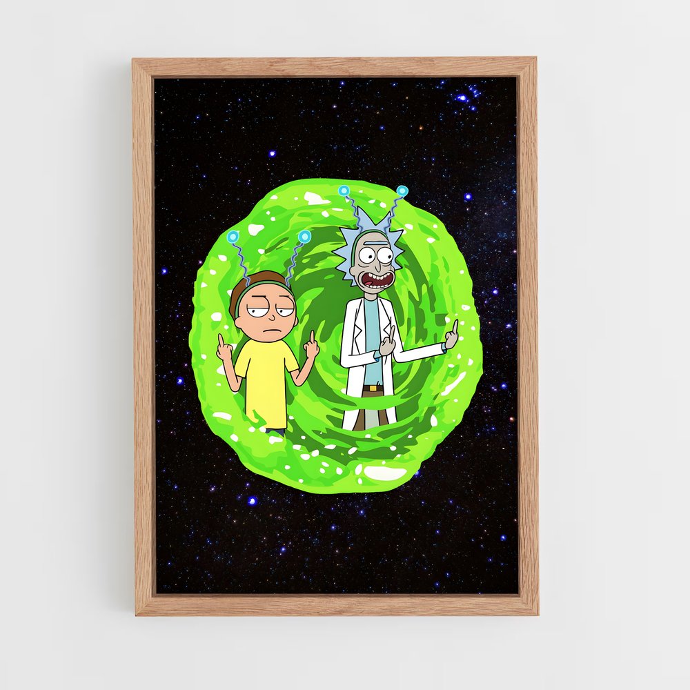 rick-and-morty-5 cadre Bois clair