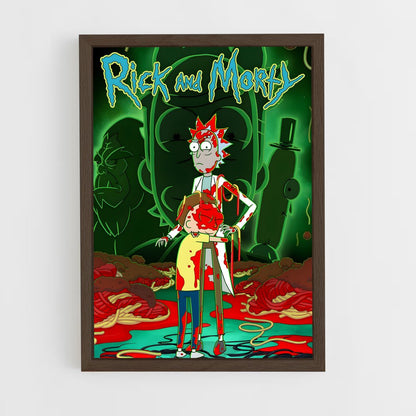 rick-and-morty-6 cadre Bois foncé