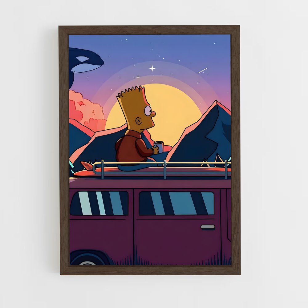 simpsons-19 cadre Bois foncé