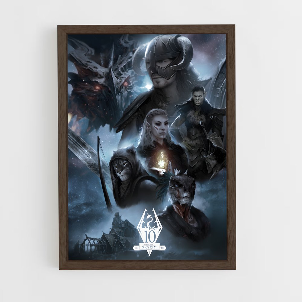 skyrim-6 cadre Bois foncé