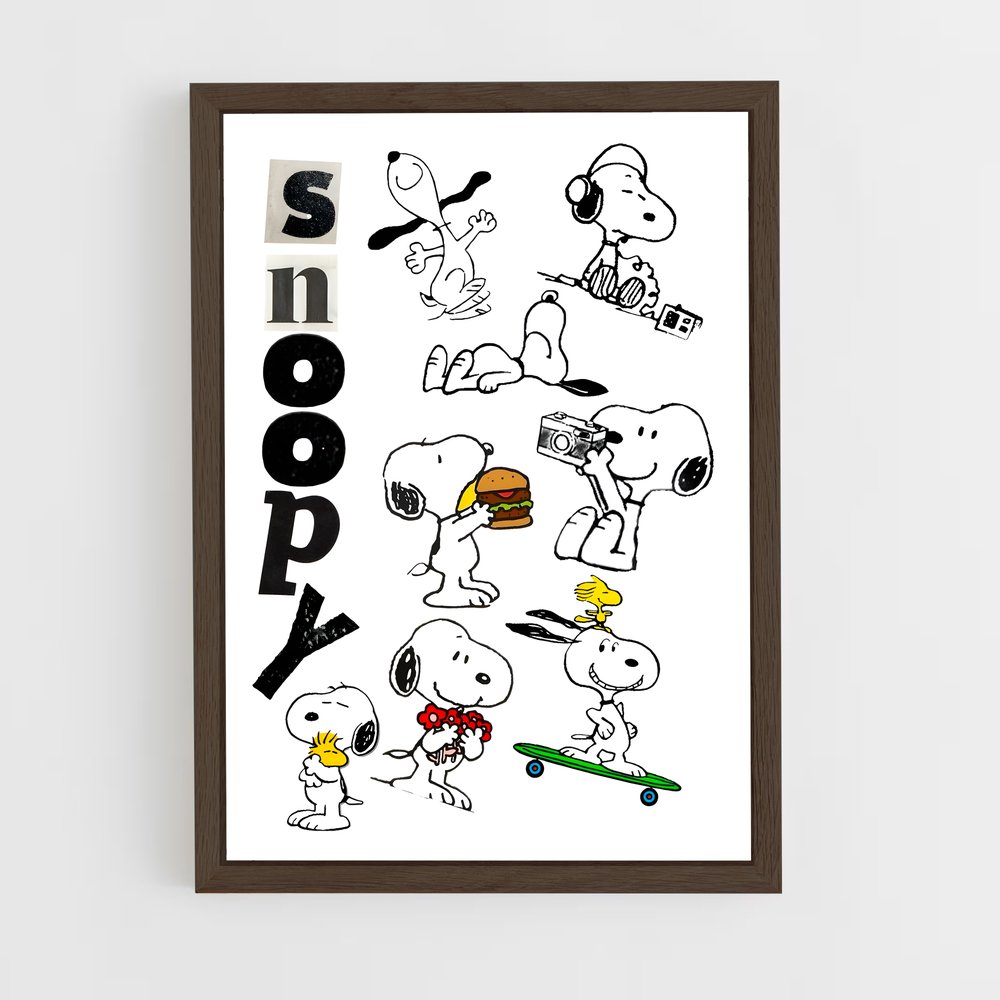 snoopy-14 cadre Bois foncé