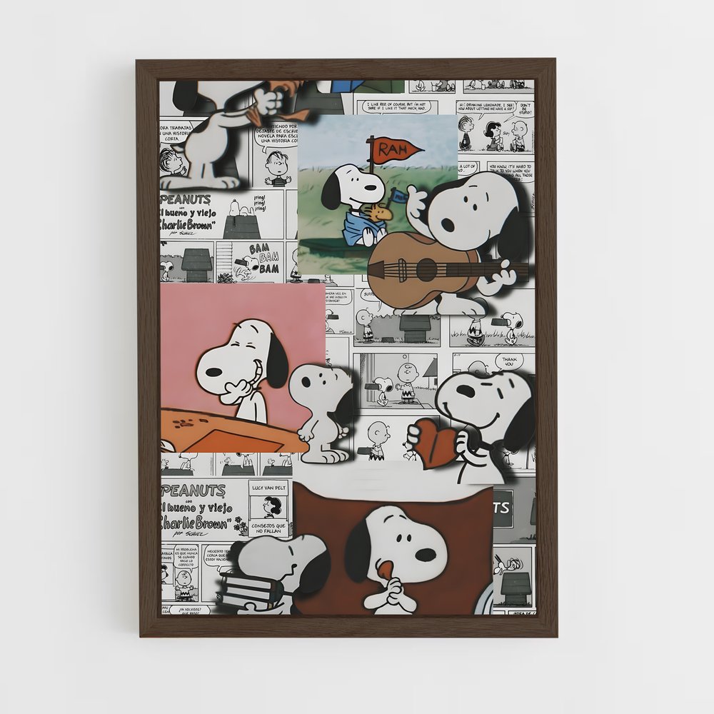 snoopy-2 cadre Bois foncé