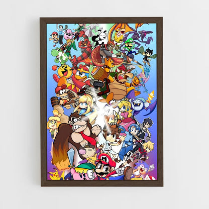 super-smash-bros-11 cadre Bois foncé