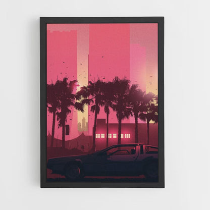 Póster Coche Synthwave