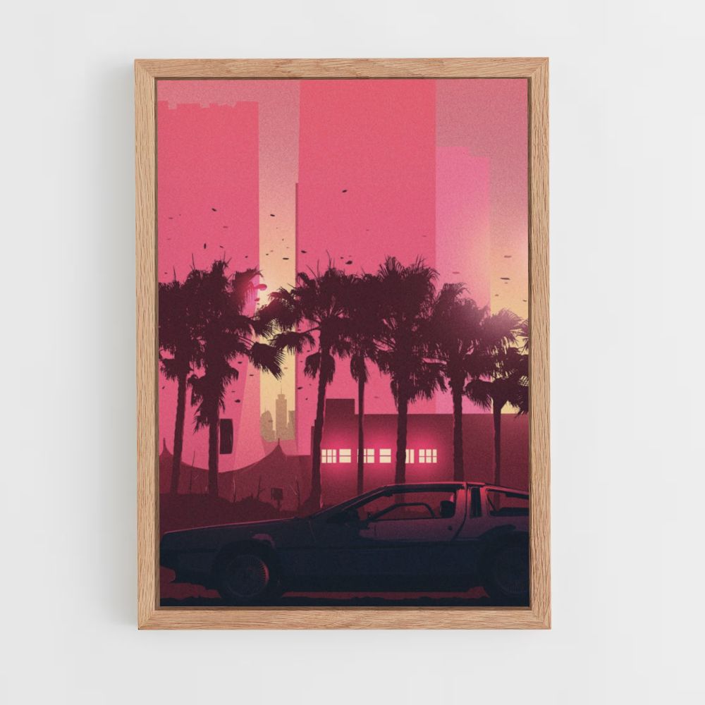 Póster Coche Synthwave