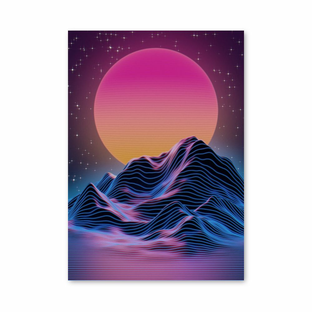 Póster Montaña Synthwave