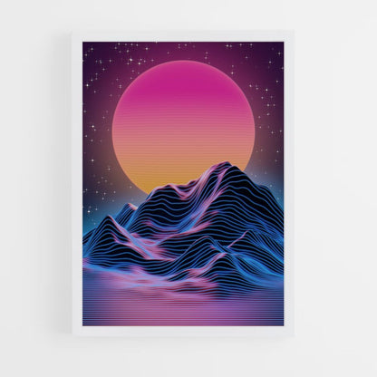 Póster Montaña Synthwave